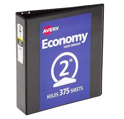 Avery Economy View Binder  
2"  
Holds 375 Sheets
