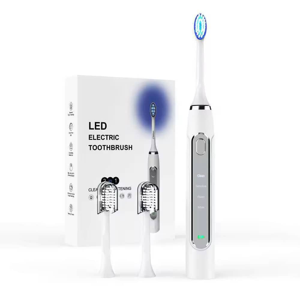 Cluzine - Sonic Electric Toothbrush for Adults Smart Rechargeable IPX7 Waterproof Soft Bristles Multiple Cleaning Modes - White