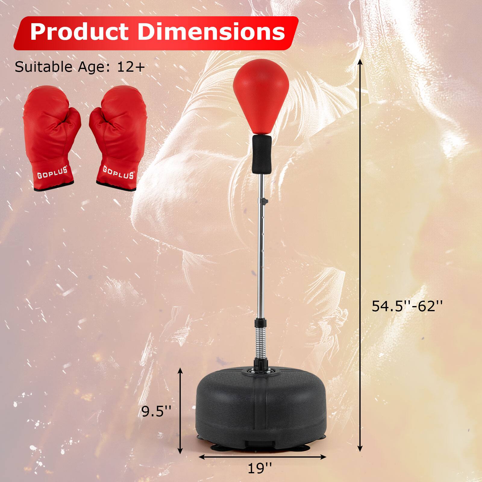 Product Dimensions  
Suitable Age: 12+  
GOPLUS  
GOPLUS  
54.5"-62"  
9.5"  
19"