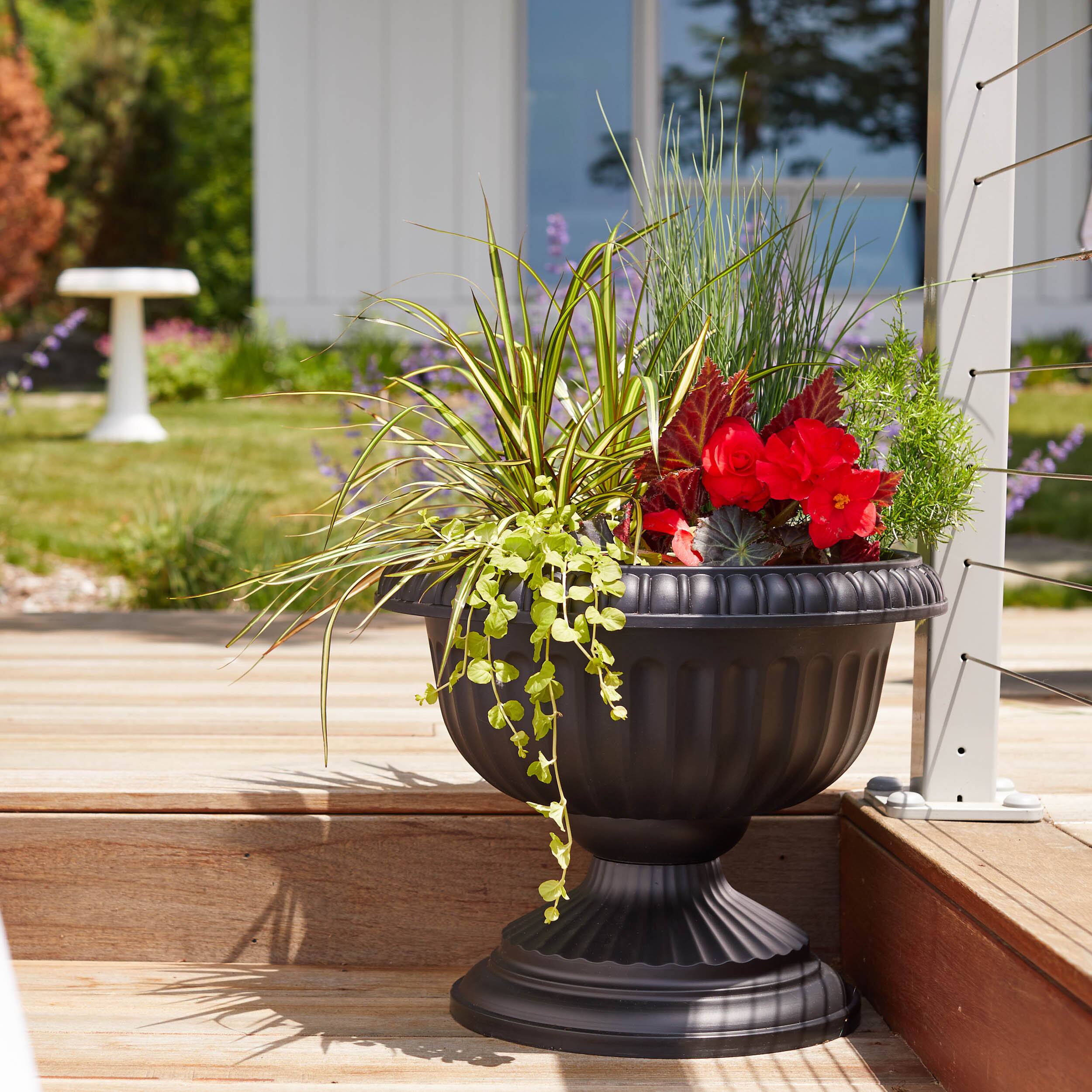 Alt View 2. Bloem - Casper White 18" - Grecian Urn Planter.