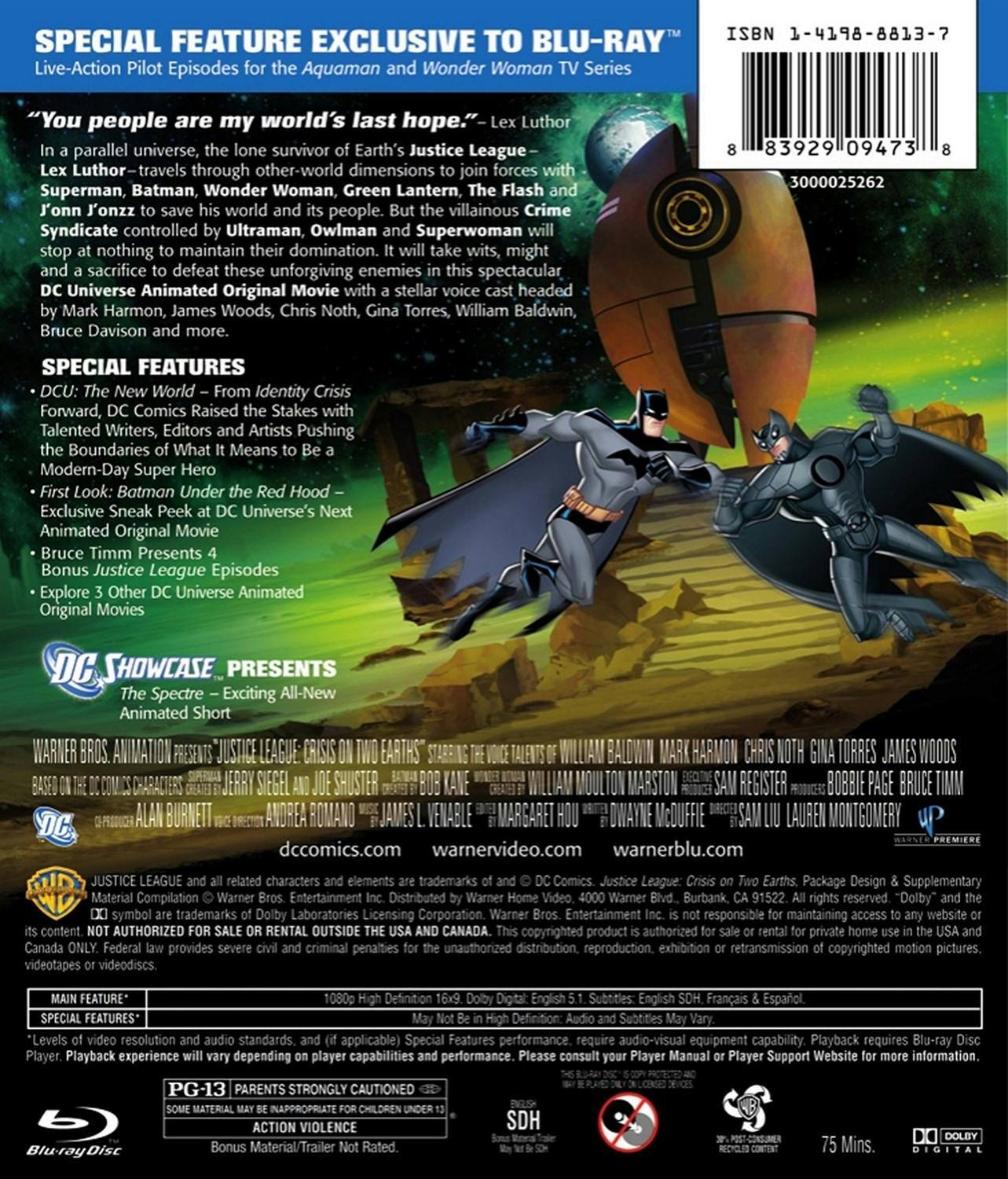 Back. DCU Justice League: Crisis On Two Earths [Blu-ray].