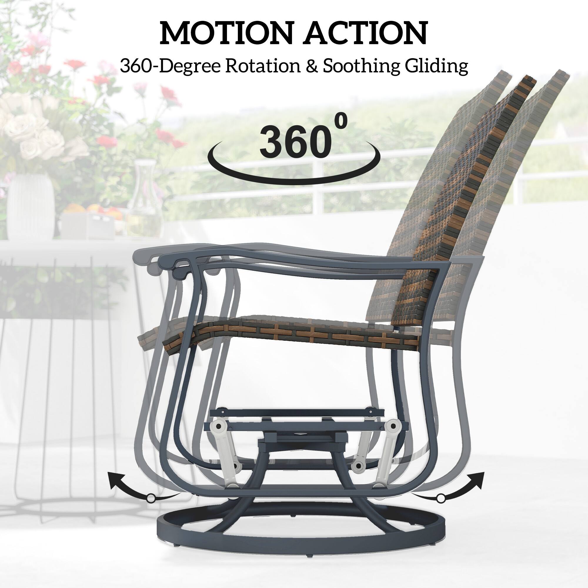MOTION ACTION  
360-Degree Rotation & Soothing Gliding  
360°