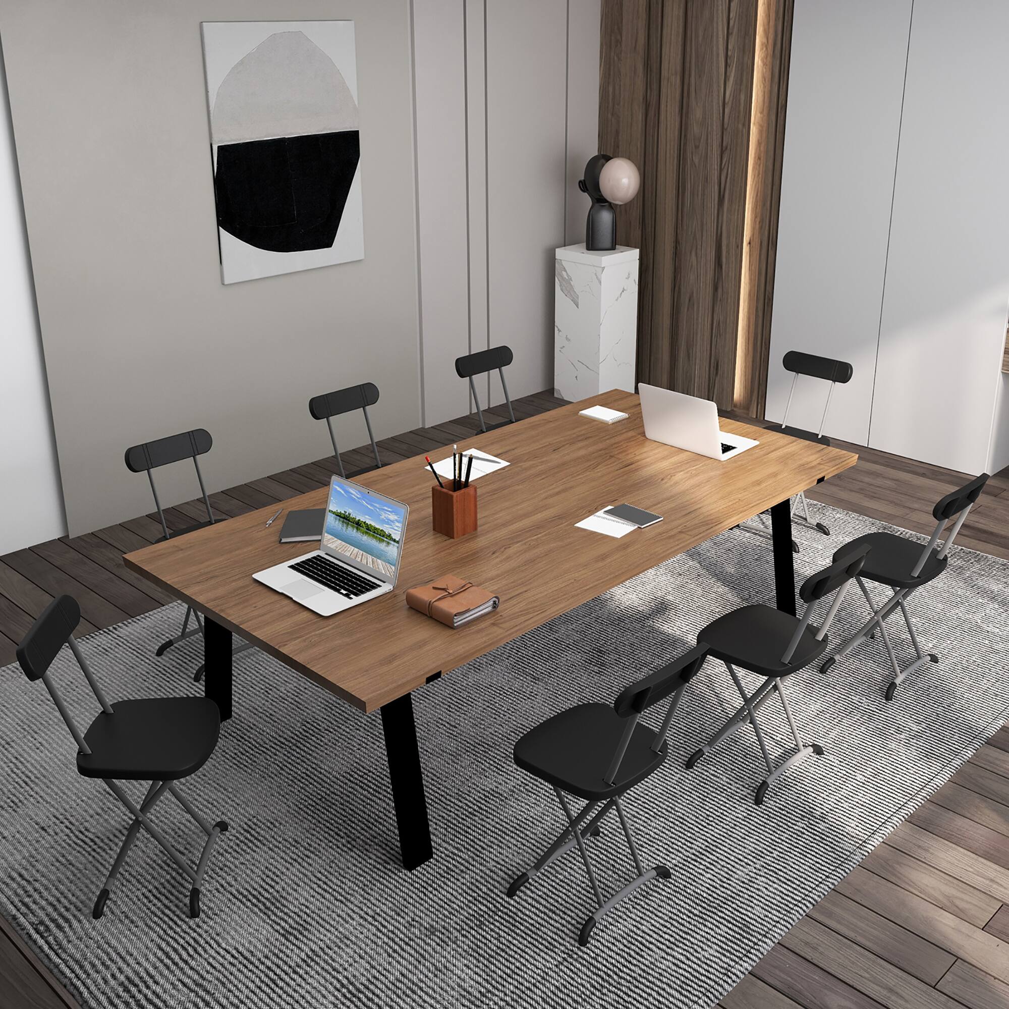 Alt View 2. Gymax - Gymax 4-Pack Folding Chair w/ Metal Curved Feet Wide Seat & Ergonomic Backrest Black - Black.