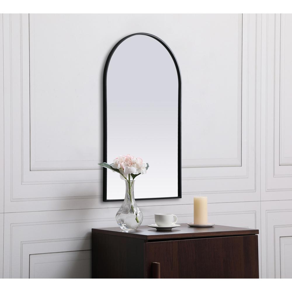 Alt View 2. Elegant Decor - Metal Frame Arch Mirror 24x40 Inch in Black - Black.