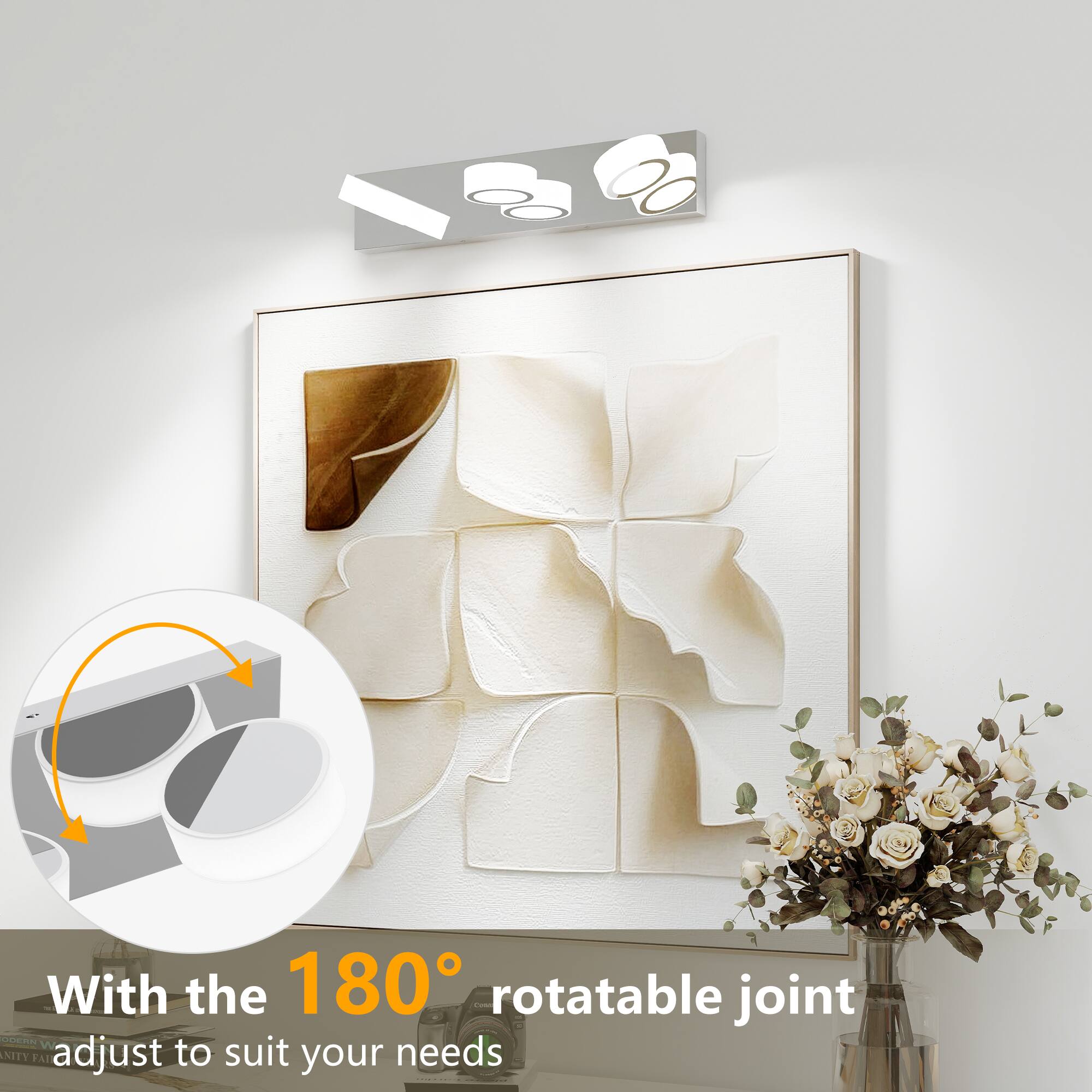 With the 180° rotatable joint, adjust to suit your needs.