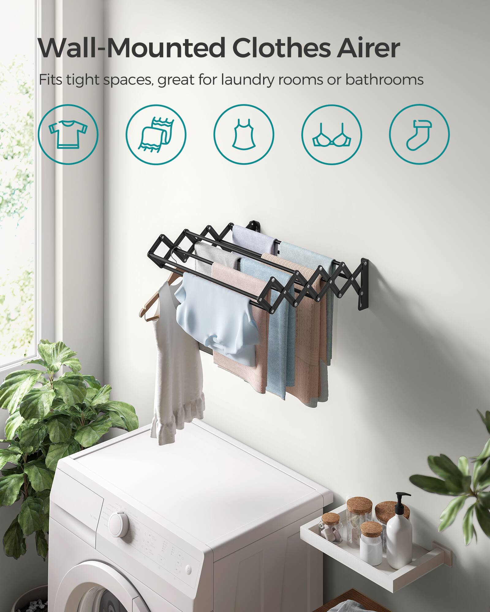 Wall-Mounted Clothes Airer  
Fits tight spaces, great for laundry rooms or bathrooms
