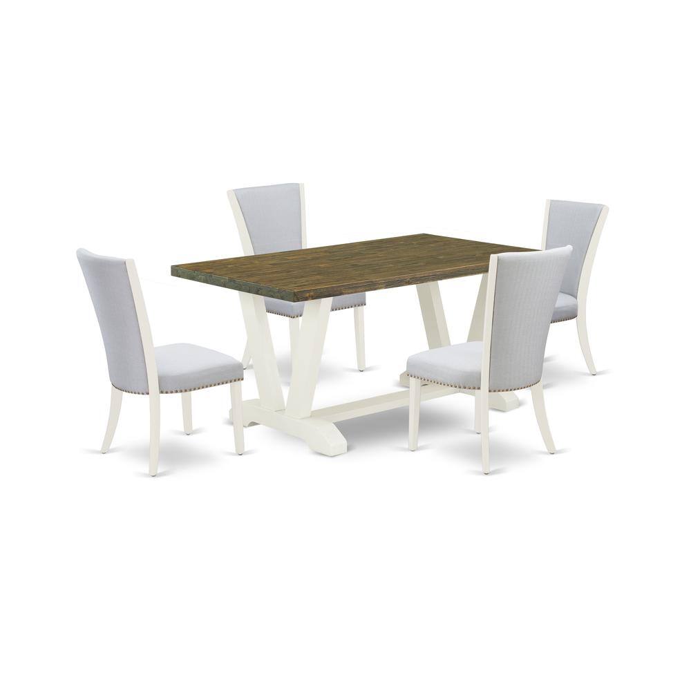 Left. East West Furniture - East West Furniture 5-Pc Dinette Set Consists of 4 Modern Chairs with Upholstered Seat and Stylish Back-Rectangular - Multi-Color.
