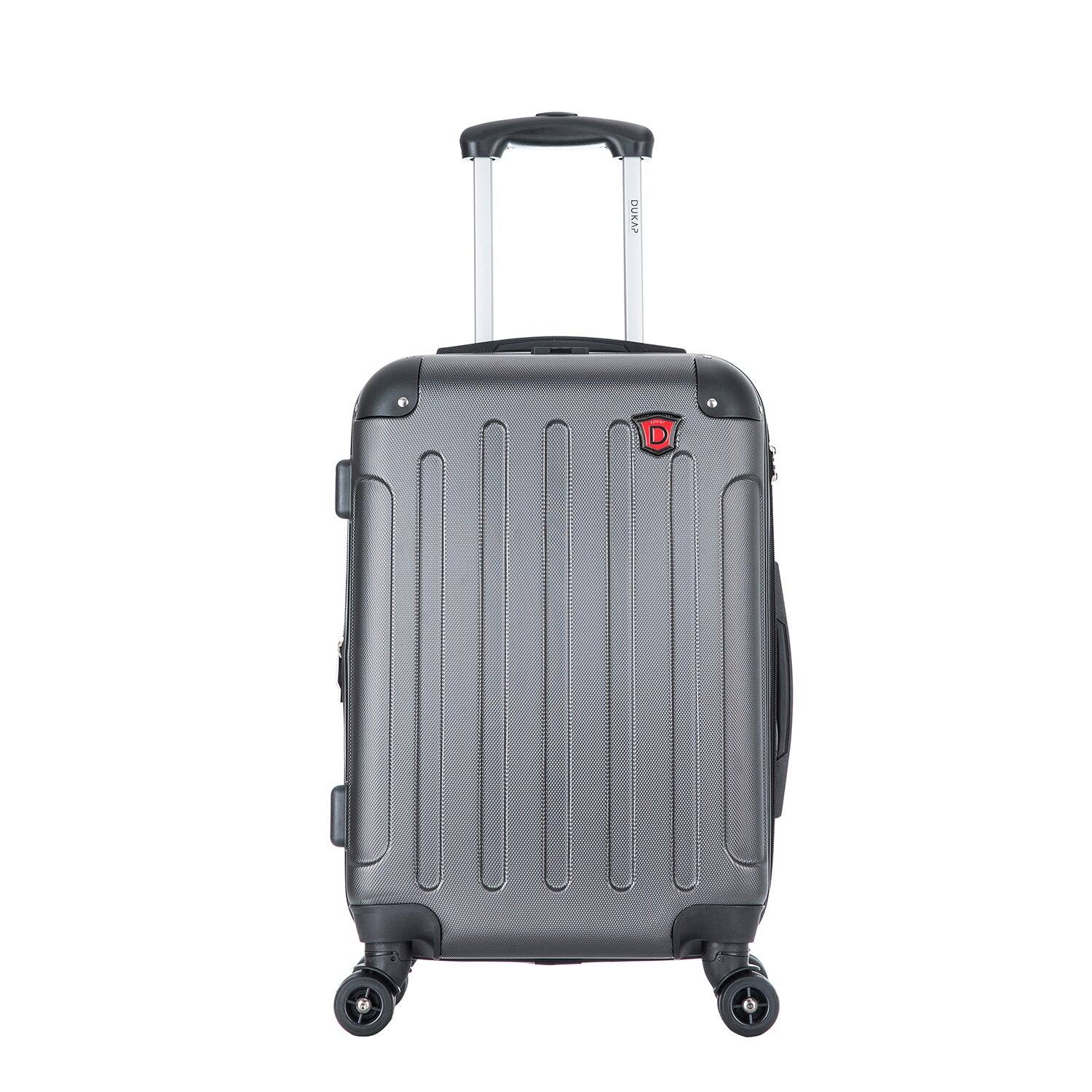 Angle. DUKAP - Intely Hardside Spinner Luggage 20" carry-on with integrated USB port - GREY.