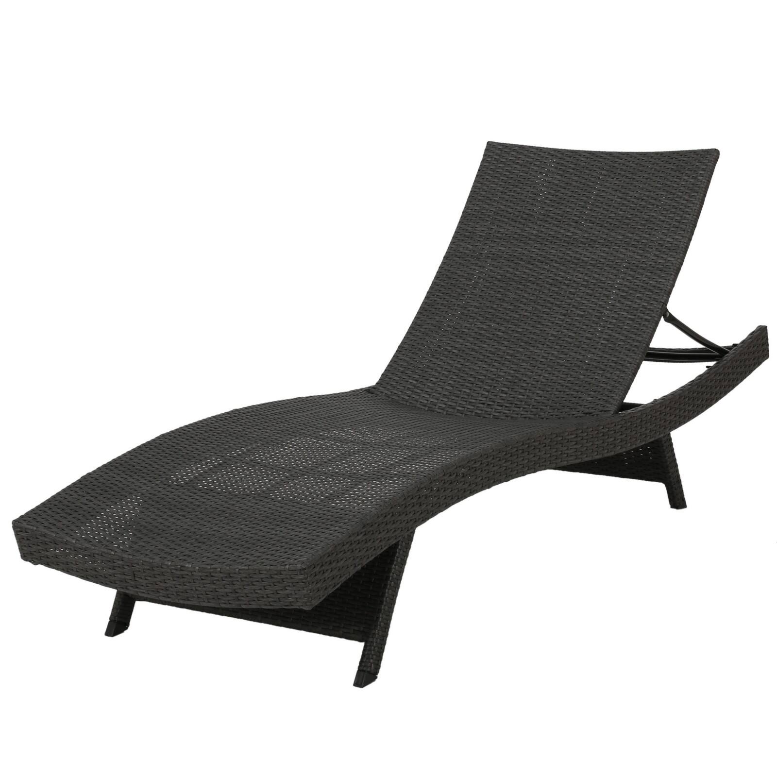 Alt View 7. Ecooso - Set of 2 Adjustable Wicker Chaise Lounges with Foldable Legs, Ergonomic Design, and Stackable Storage - Grey.