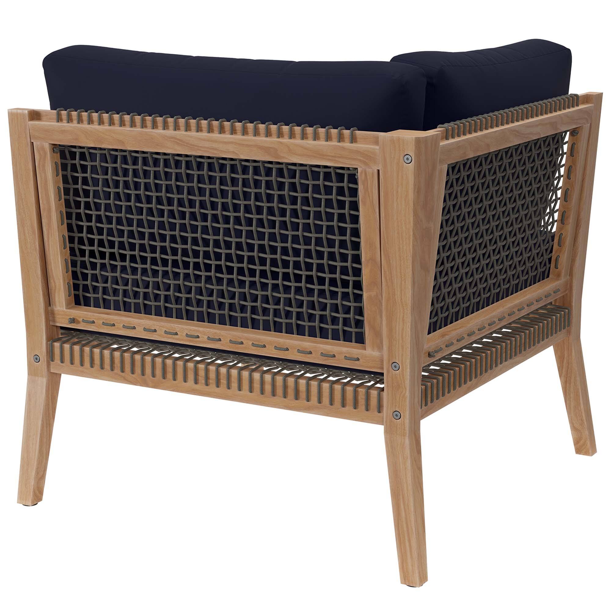 Alt View 3. Modway - Clearwater Outdoor Patio Teak Wood Corner Chair by Modway - Gray Navy.