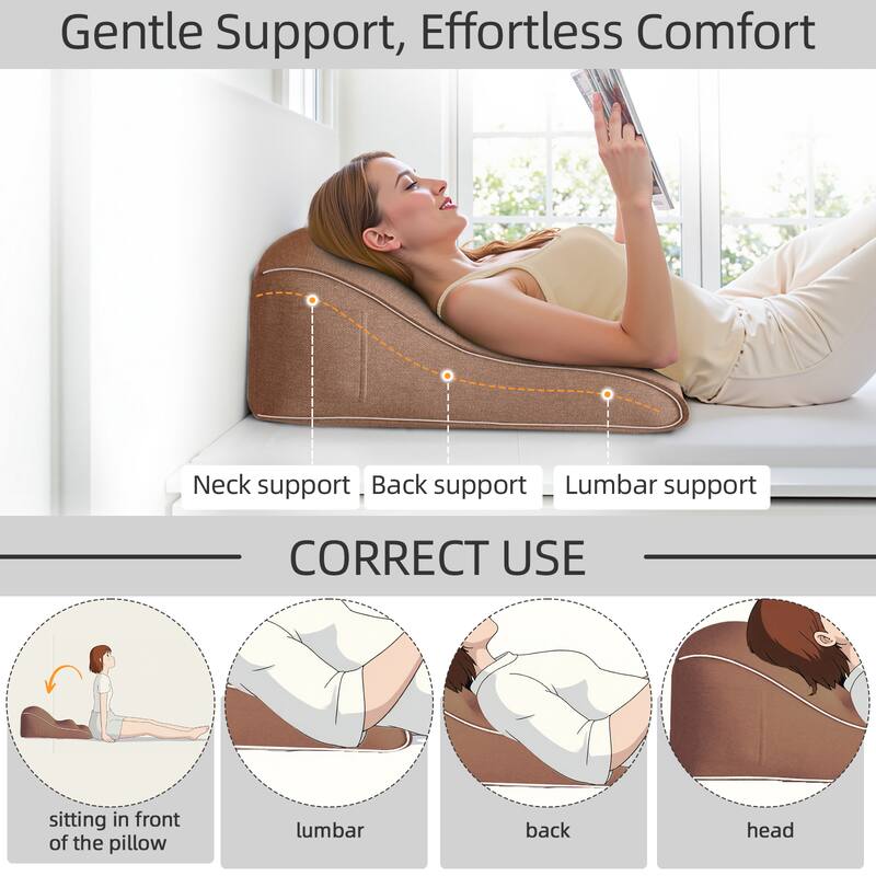 Gentle Support, Effortless Comfort

Neck support, Back support, Lumbar support

CORRECT USE

sitting in front of the pillow

lumbar

back

head
