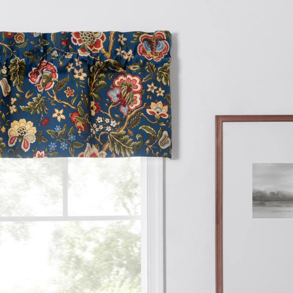 Left. Ellis Curtain - Ellis Curtain Regency Straight 3" Rod Pocket Valances for Windows 50" x 15" Navy - Navy.