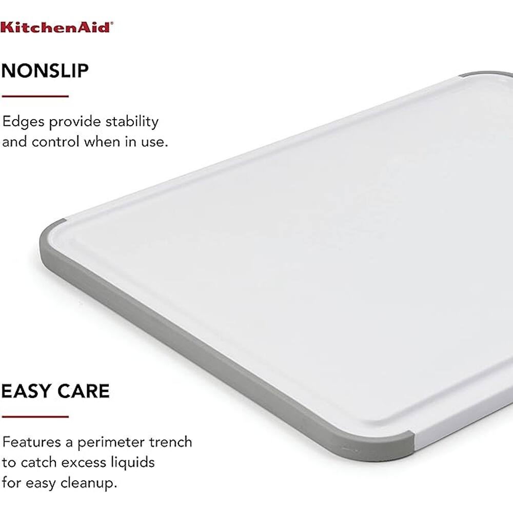 KitchenAid

**Nonslip**  
Edges provide stability and control when in use.

**Easy Care**  
Features a perimeter trench to catch excess liquids for easy cleanup.