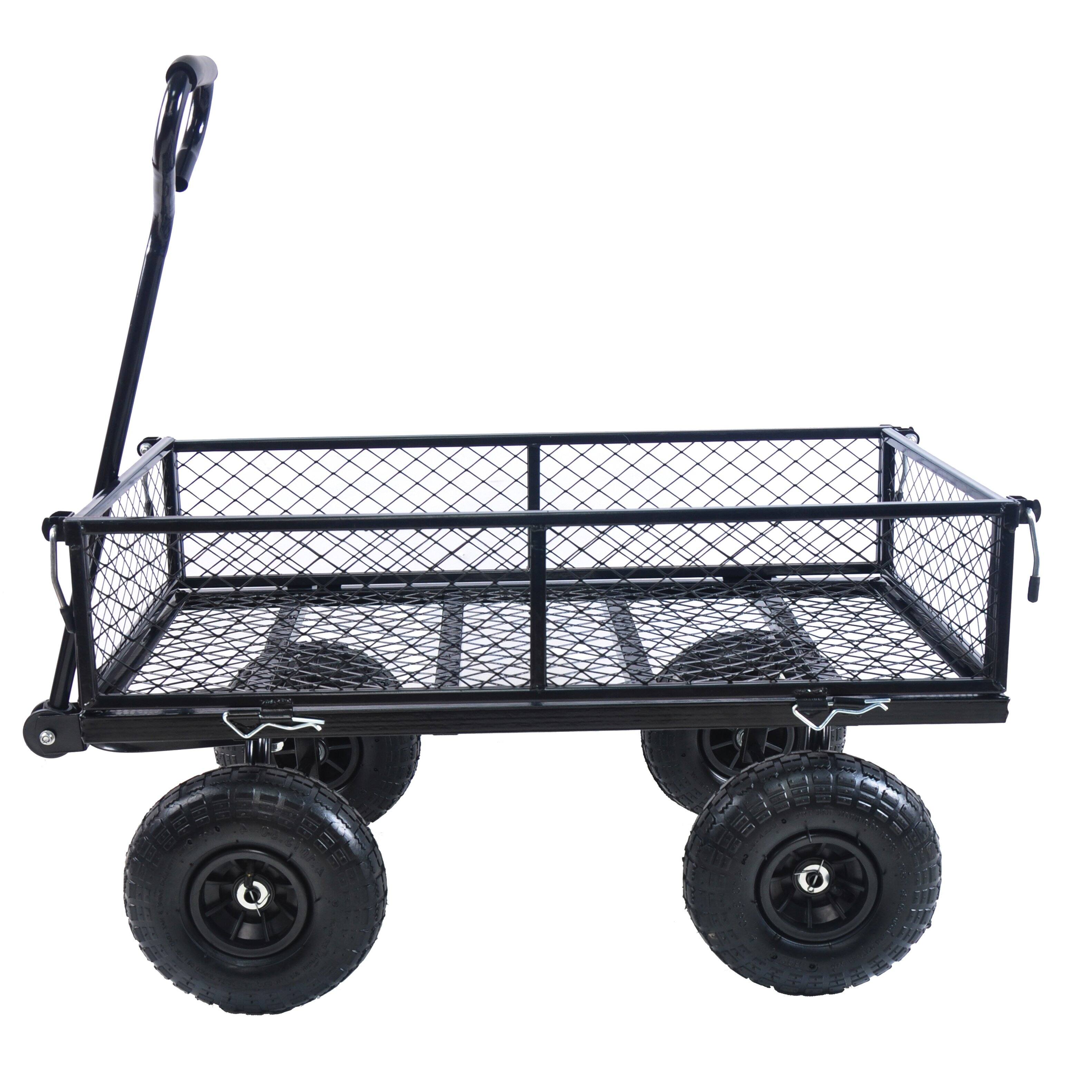 Angle. COWLOWN - TC1840BKG Black Garden Wagon Cart Heavy Duty for Firewood Transport - Black.