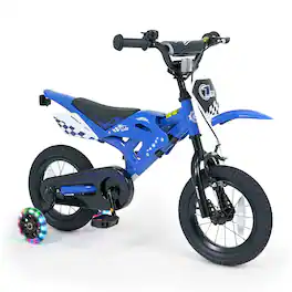 Costway - 12" Kids Bike with Removable Training Wheels, Dual Brake System for Ages 3-4 Years - Navy