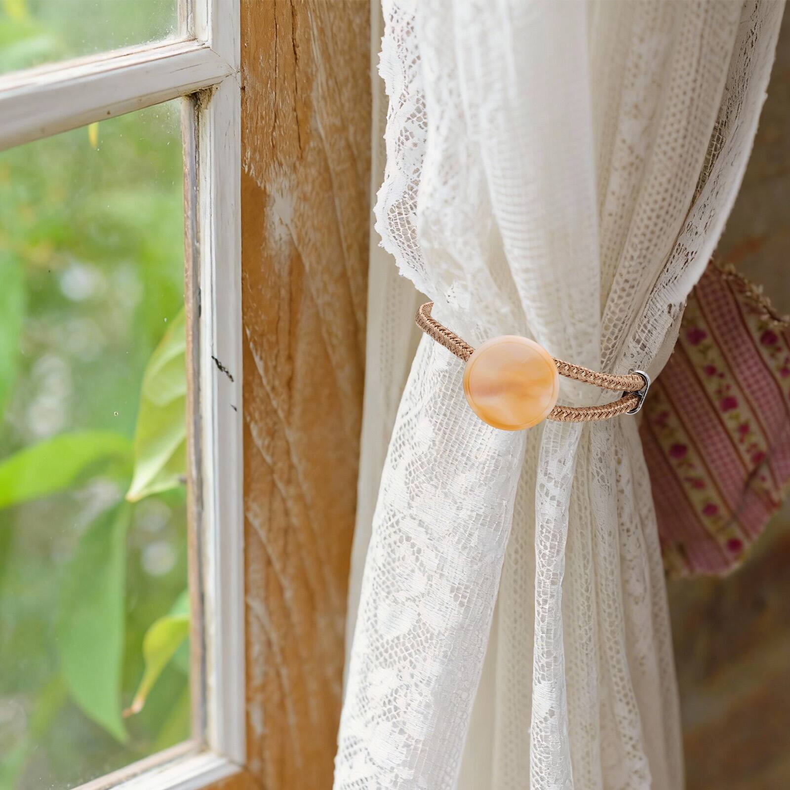 Alt View 6. Unique Bargains - Premium 2pcs Rope Curtain Tiebacks with Buckle Decorative Holders for Home Office Thin Sheer Window Curtains - Pink.