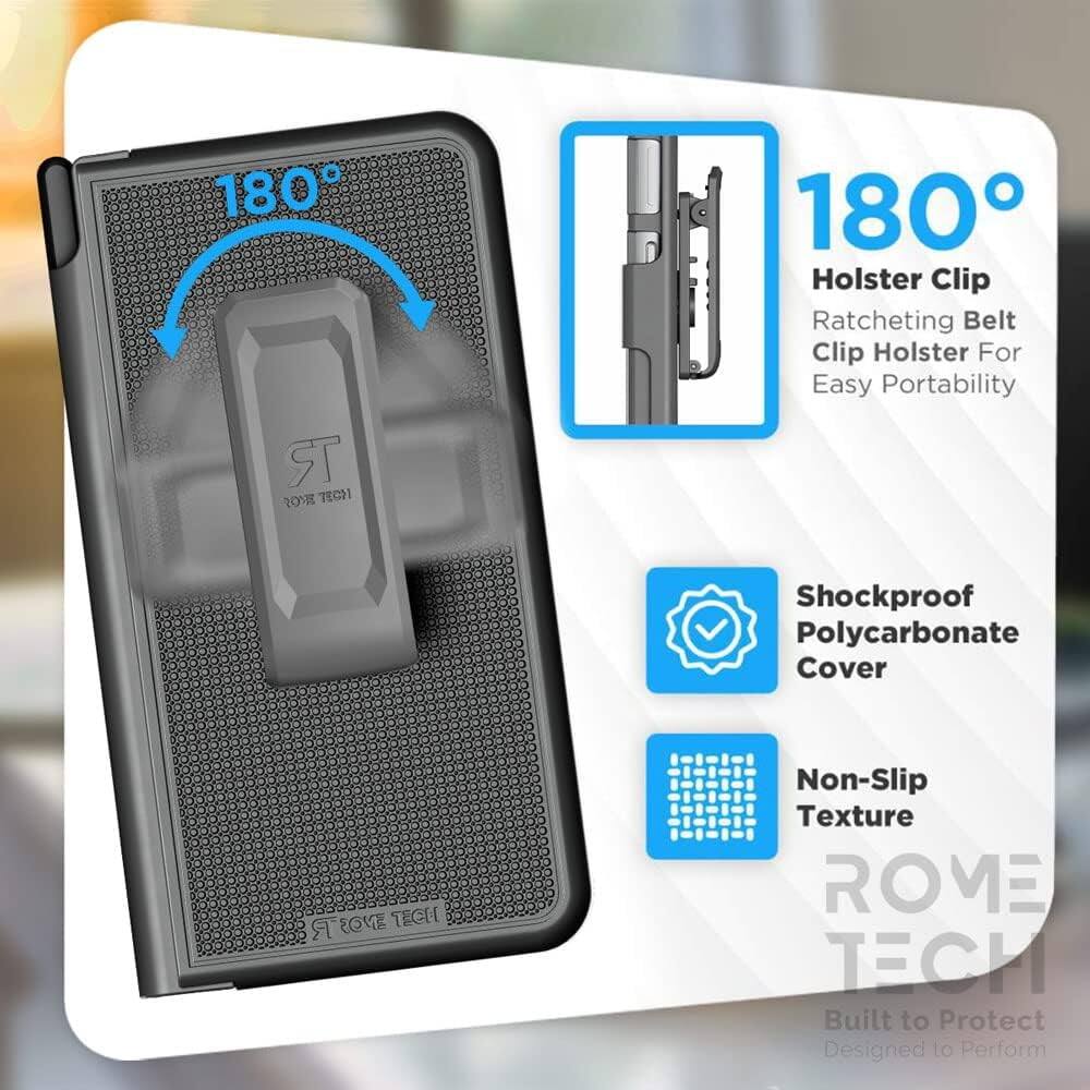 180° Ratchet Belt Clip Holster for Easy Portability  
Shockproof Polycarbonate Cover  
Non-Slip Texture  
Built to Protect  
Designed to Perform