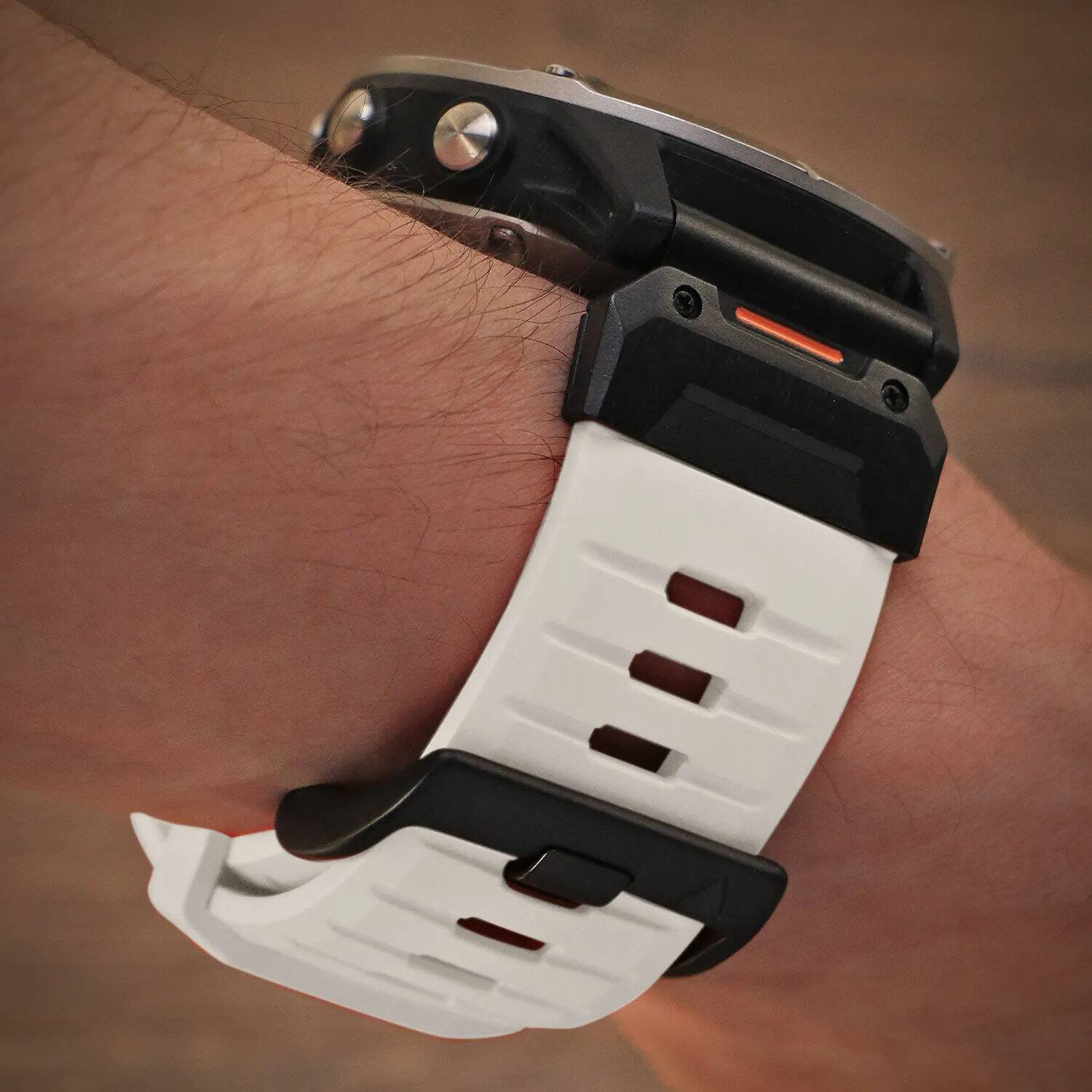 Back. StrapsCo - Elite FKM Strap QuickFit 26 Watch Band For Garmin Quatix 8 – 51mm - Arctic.