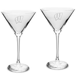 Jardine - Wisconsin Badgers Two-Piece Traditional 10oz. Martini Glass Set - Multicolor