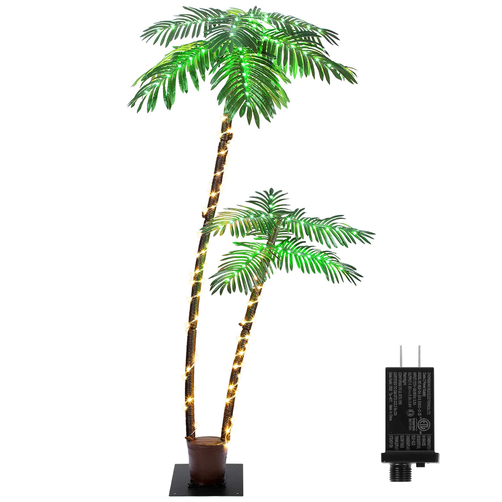 Oumilen - 6FT LED Lighted Artificial Palm Tree - Tropical Decorative Tree for Poolside and Patio