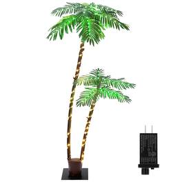 Oumilen - 6FT LED Lighted Artificial Palm Tree - Tropical Decorative Tree for Poolside and Patio