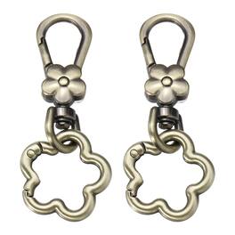 Unique Bargains - 2pcs Metal Keychain Clip Swivel Lobster Claw Clasp Quick Release Flower Key Ring Detachable for Crafts Bag Lanyard - Bronze