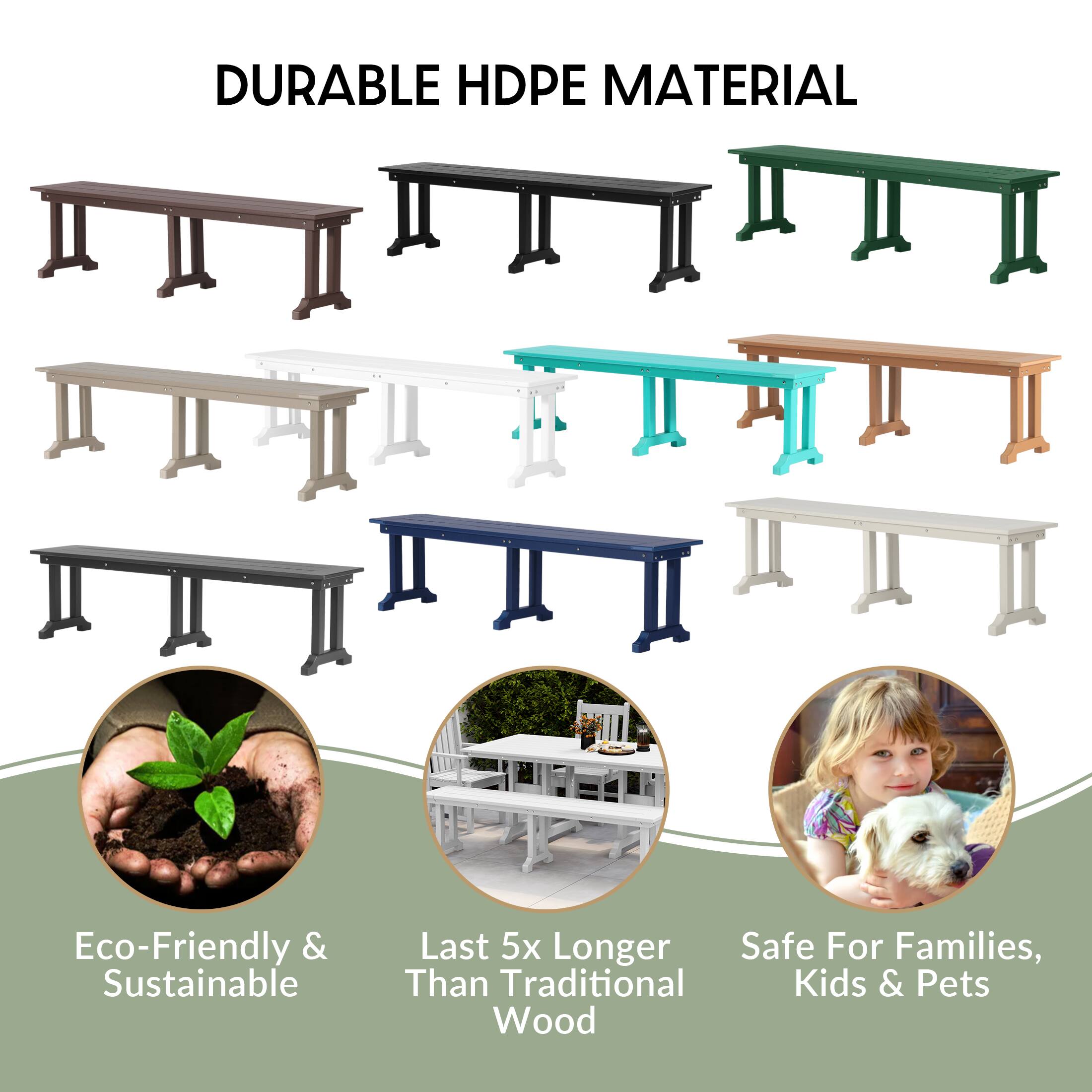 DURABLE HDPE MATERIAL

Eco-Friendly & Sustainable

Last 5x Longer Than Traditional Wood

Safe For Families, Kids & Pets