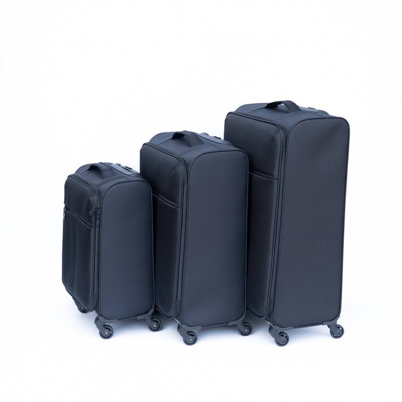 Back. HTUTWOO - Softside Luggage Set - Oxford Fabric Suitcase, 360° Silent Double Spinner Wheels, Ergonomic Handle, Water-Resistant - Black.