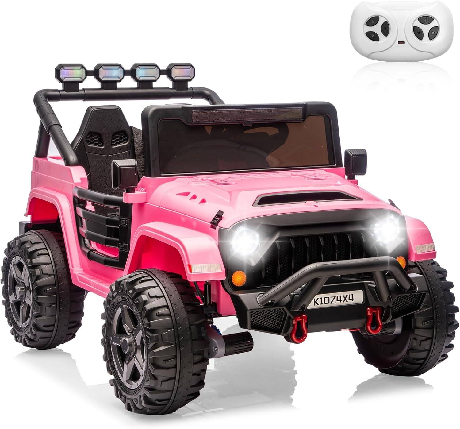 Alt View 5. Homhougo - 24V Kids Ride On Truck for Big Kids, 2 Seater with Remote Control, 4-Wheel Suspension & 3 - Pink.