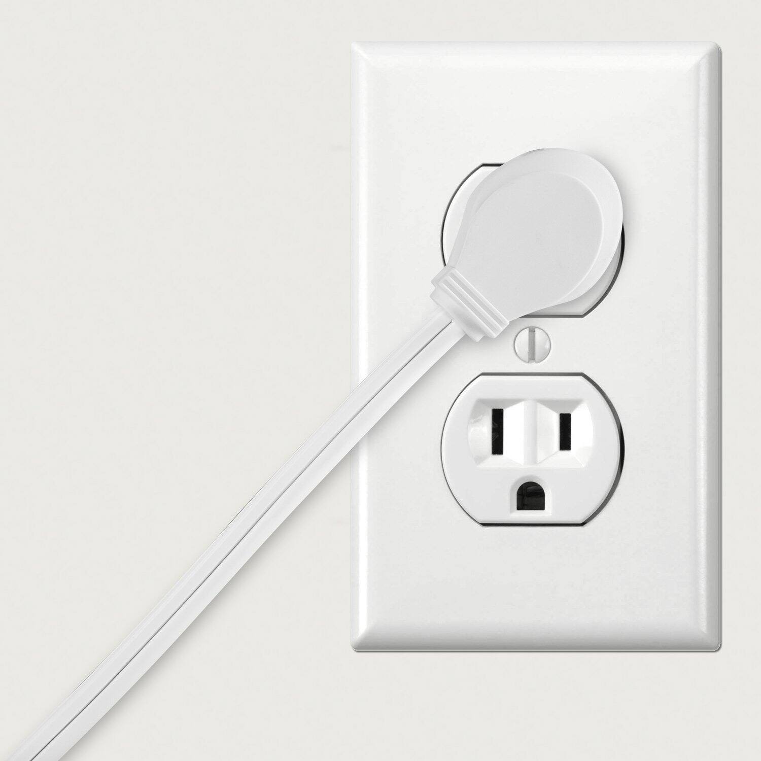 Alt View 3. Maximm - 15 ft Flat Plug Extension Cord/Wire, Multi Outlet - Angled Plug Extension Cord with Safety Water Proof Cover - White.