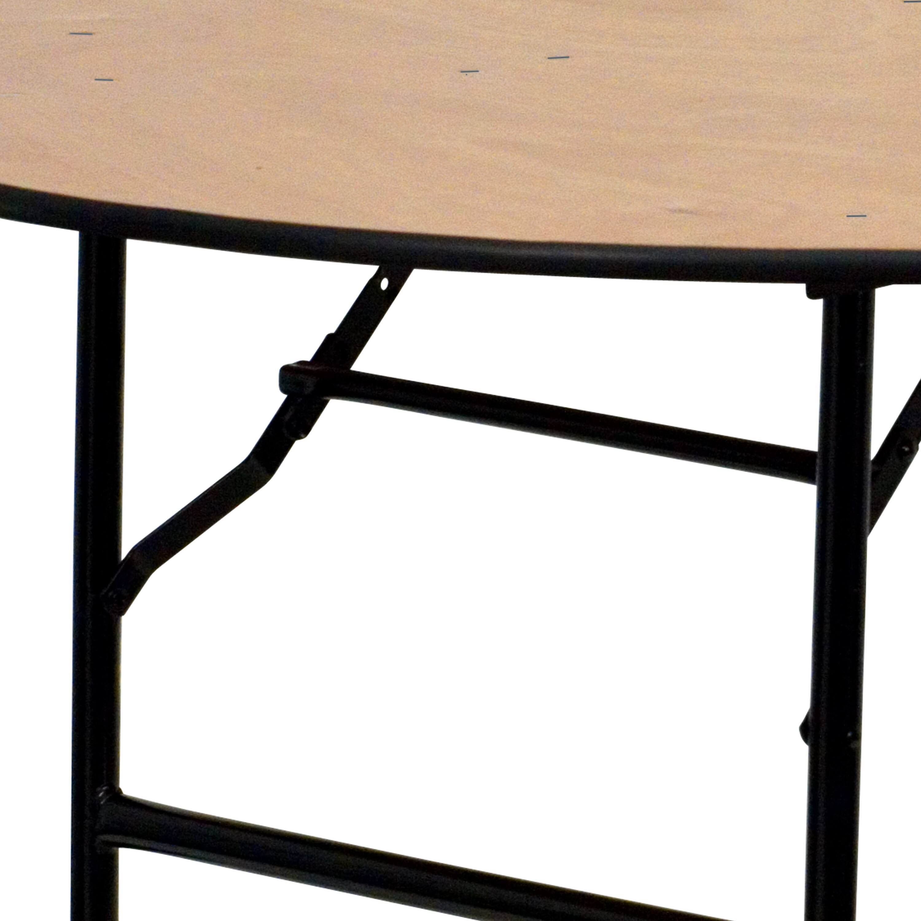 Alt View 16. Alamont Home - 4-Foot Round Wood Folding Banquet Table with Clear Coated Finished Top - Natural.