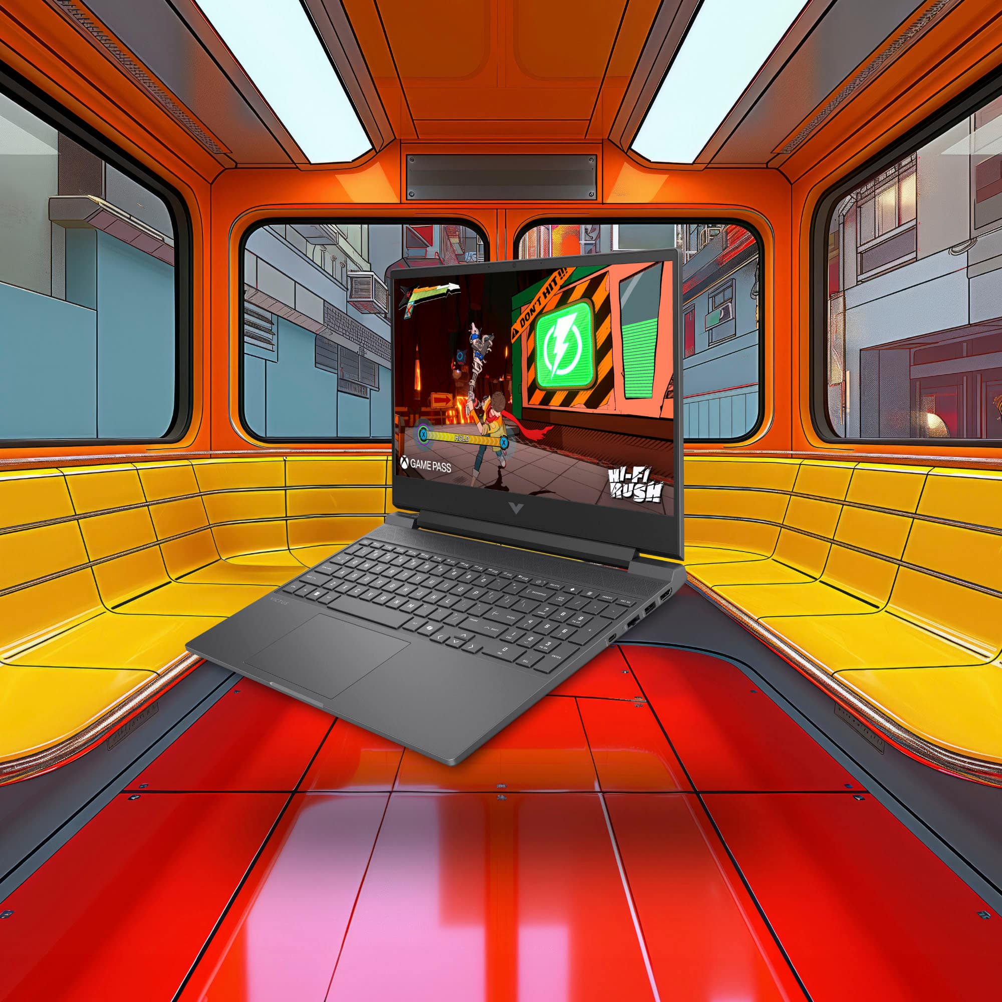 The text on the image reads: "0 HIT M 3 MONTHS BONTHI - 00p GAME PASS HI-FI RUSH + - - P . -".