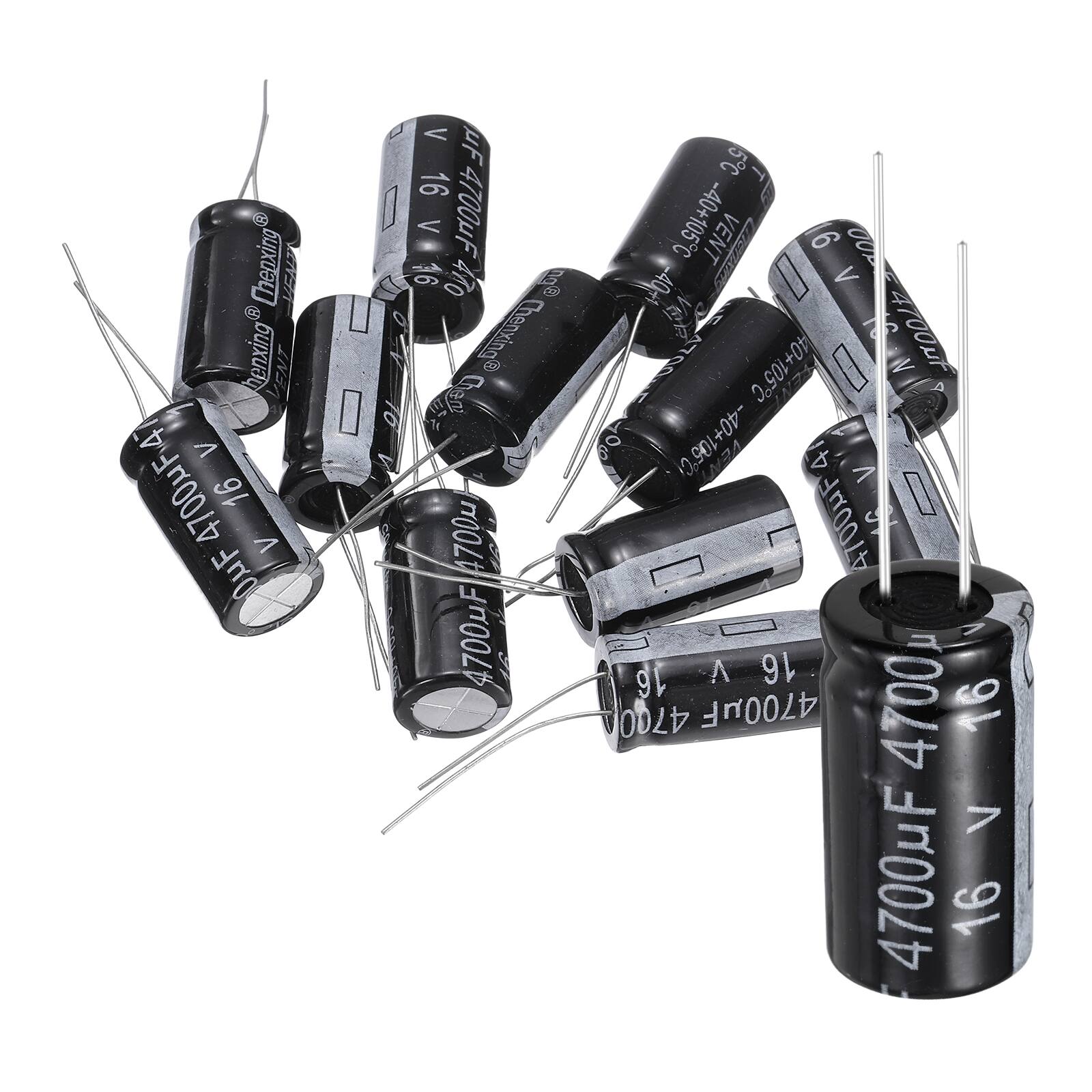 Unique Bargains - 4700uF 16V 13x25mm Electrolytic Capacitor, 105C High Temp Radial Leads, for TVs/LCDs/VCD, 12pcs - Black price history on PriceWatchPro