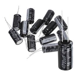 Unique Bargains - 4700uF 16V 13x25mm Electrolytic Capacitor, 105C High Temp Radial Leads, for TVs/LCDs/VCD, 12pcs - Black