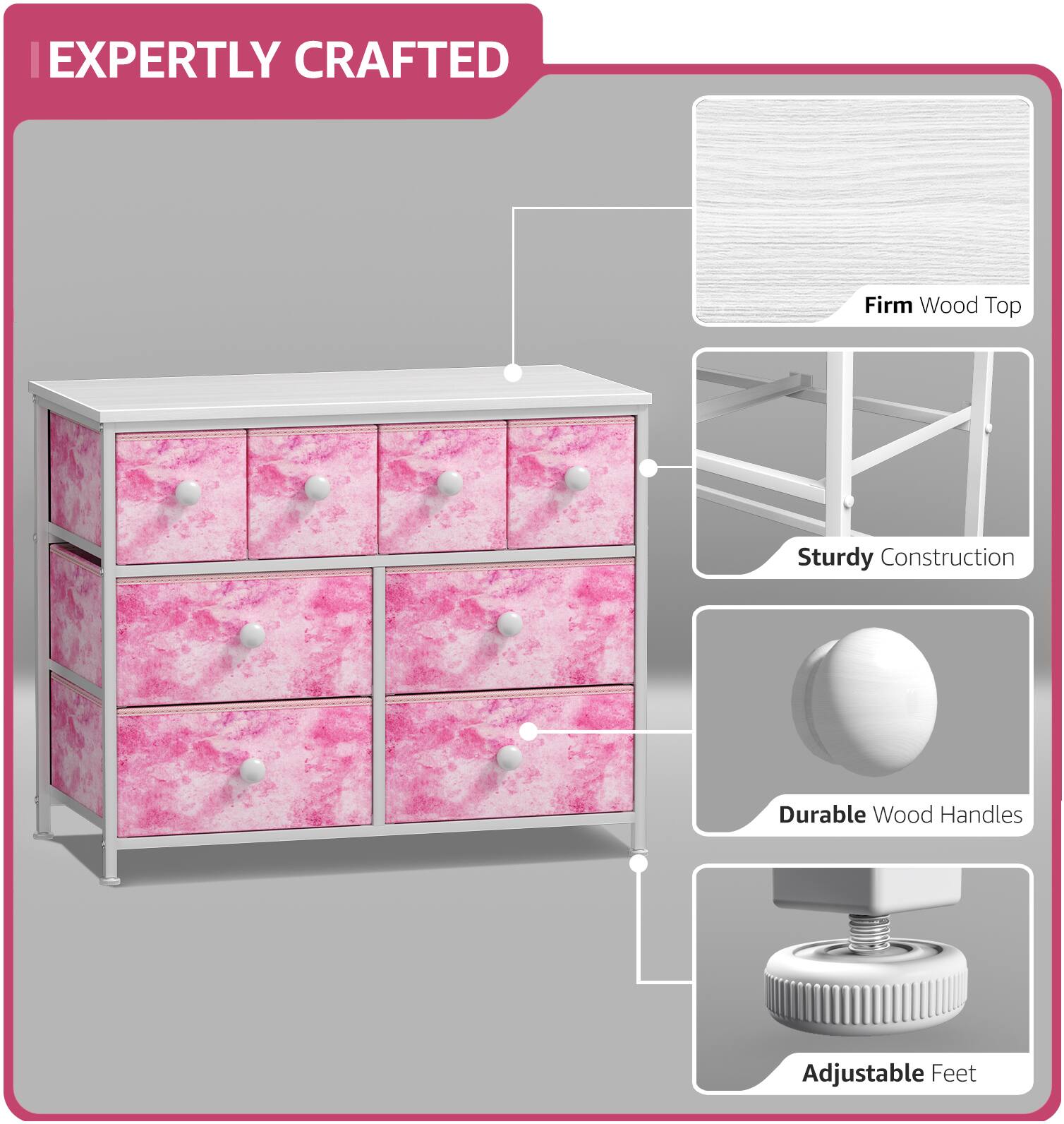 EXPERTLY CRAFTED

- Firm Wood Top
- Sturdy Construction
- Durable Wood Handles
- Adjustable Feet