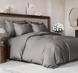 CGK Linens - Luxury Soft Premium Duvet Cover Set - Zipper Closure & Matching Pillow Shams - Queen - Dark Gray