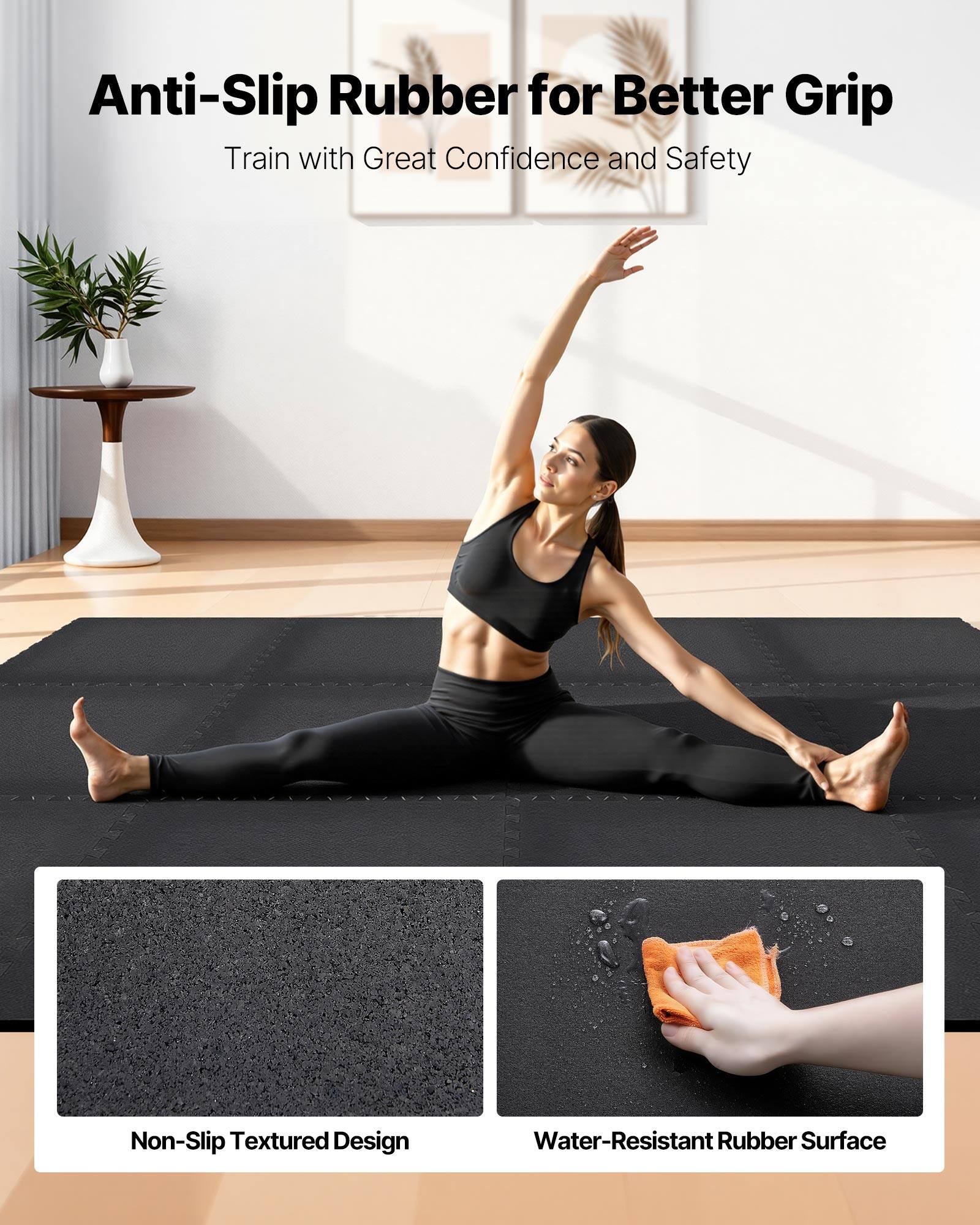 Anti-Slip Rubber for Better Grip  
Train with Great Confidence and Safety  

Non-Slip Textured Design  
Water-Resistant Rubber Surface