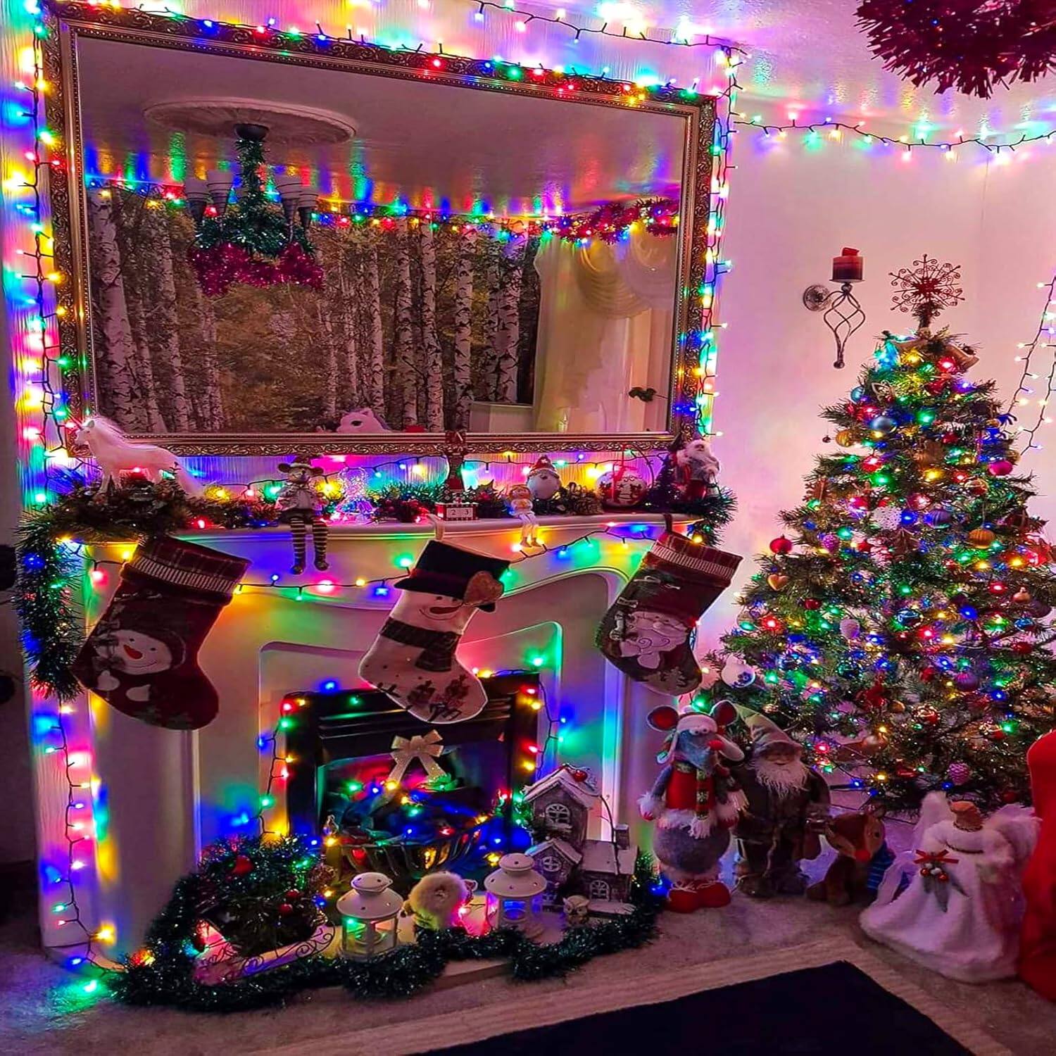 Alt View 8. Wikistore - WIKISTORE 100FT 300 LED Christmas Lights Outdoor Waterproof Multicolor 8 Modes Green Wire.