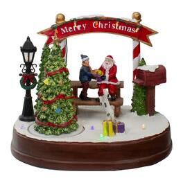 Northlight - Lighted "Merry Christmas" Winter Scene with Music and a Turning Tree - 8" - Green