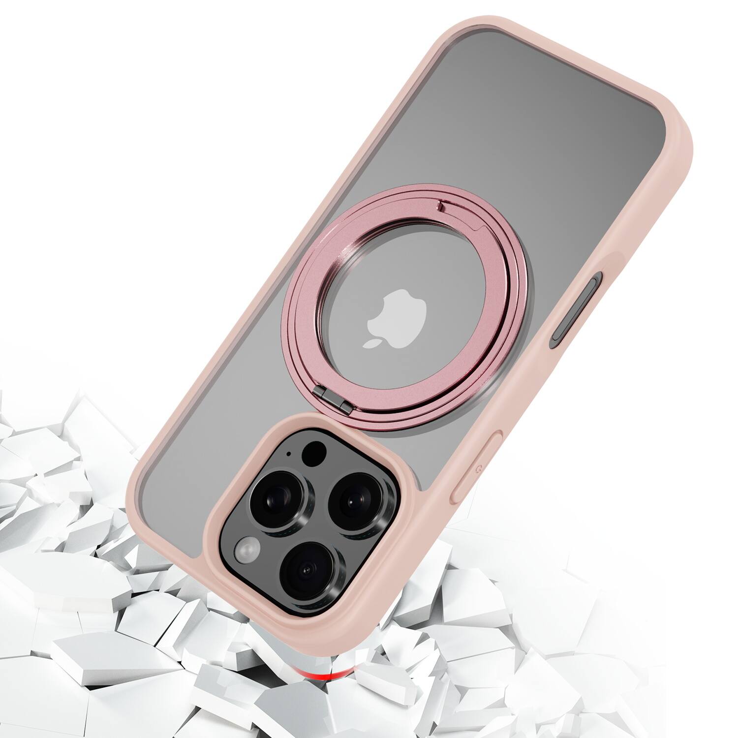 Alt View 5. Mybat Pro - MyBat Pro Lure Series 360° Ring Stand MagSafe Case for Apple iPhone 16 Pro - Pink - Clear/Pink.
