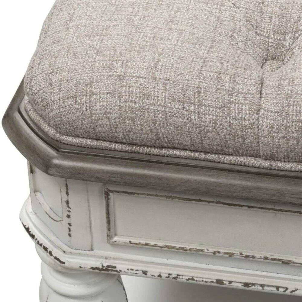 Alt View 3. Starlight Canyon Home - White Antique Bedroom Bench With Storage Shelf, End of Bed Accent Seat - White.