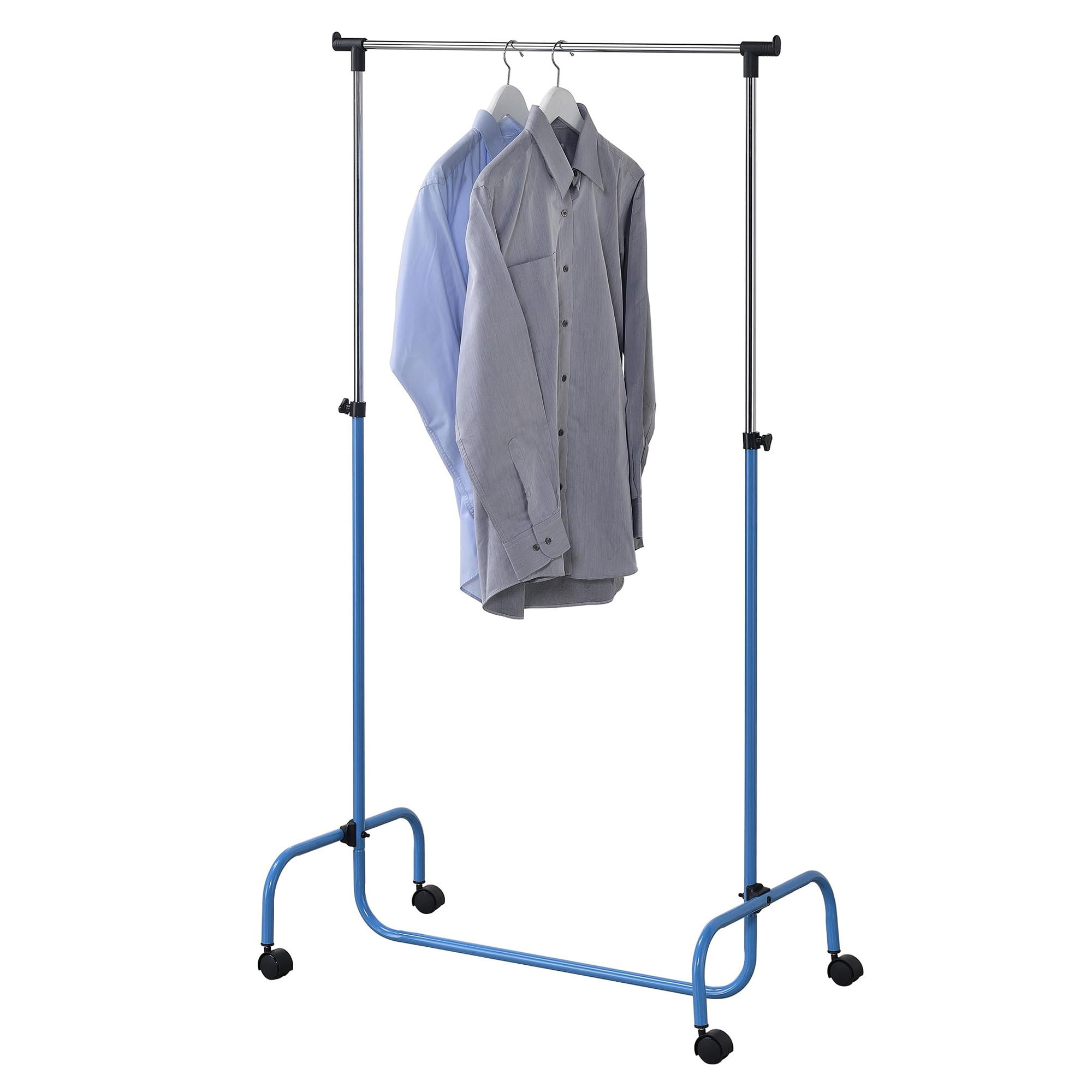 Back. Kings Brand Furniture - Kings Brand Furniture Standard Rod Clothing Garment Rack, Rolling Clothes Organizer on Wheels for Hanging Clothes - Blue.