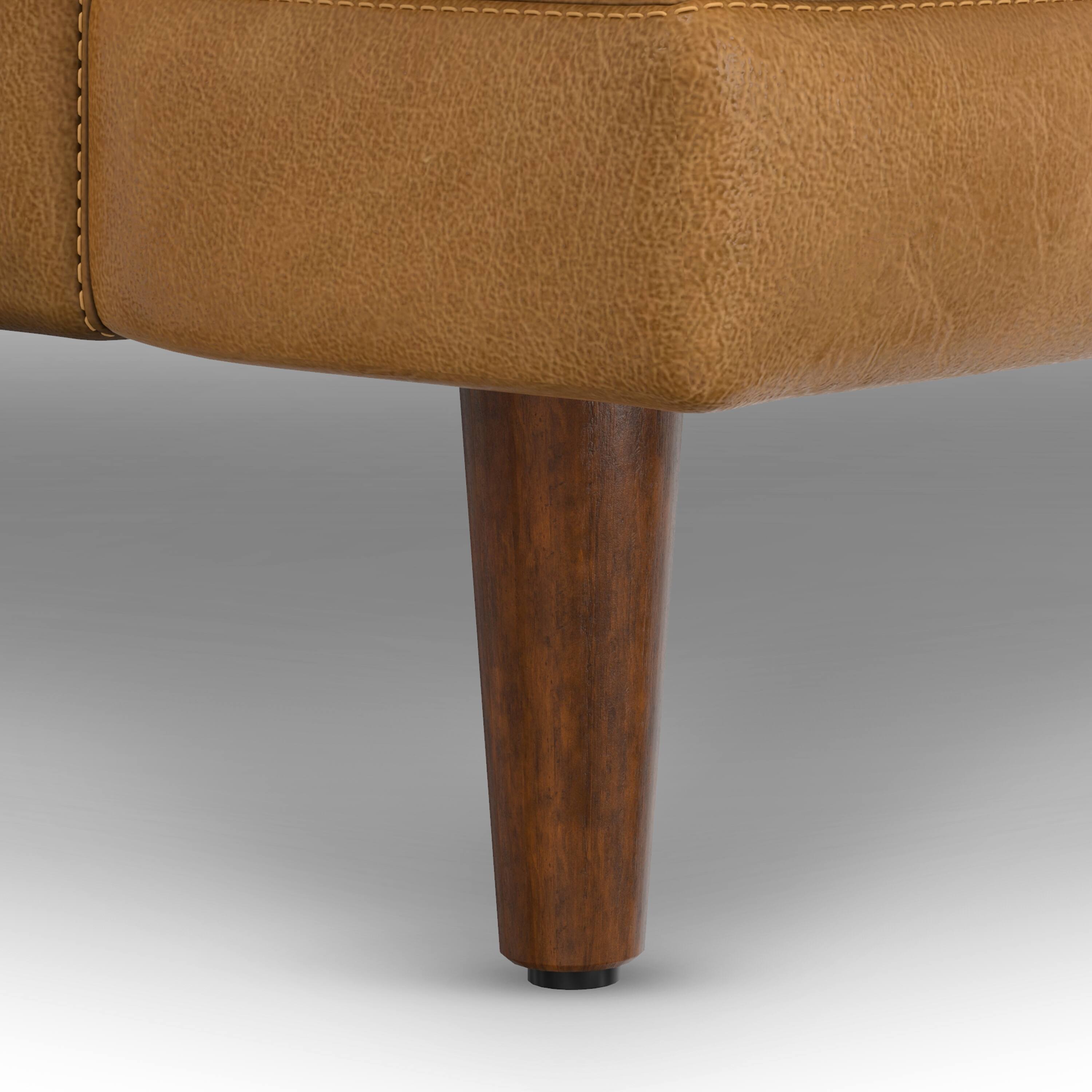 Alt View 6. Simpli Home - Livingston 76 inch Wide Mid-Century Modern Sofa in Sienna Top Grain Genuine Leather - Sienna.