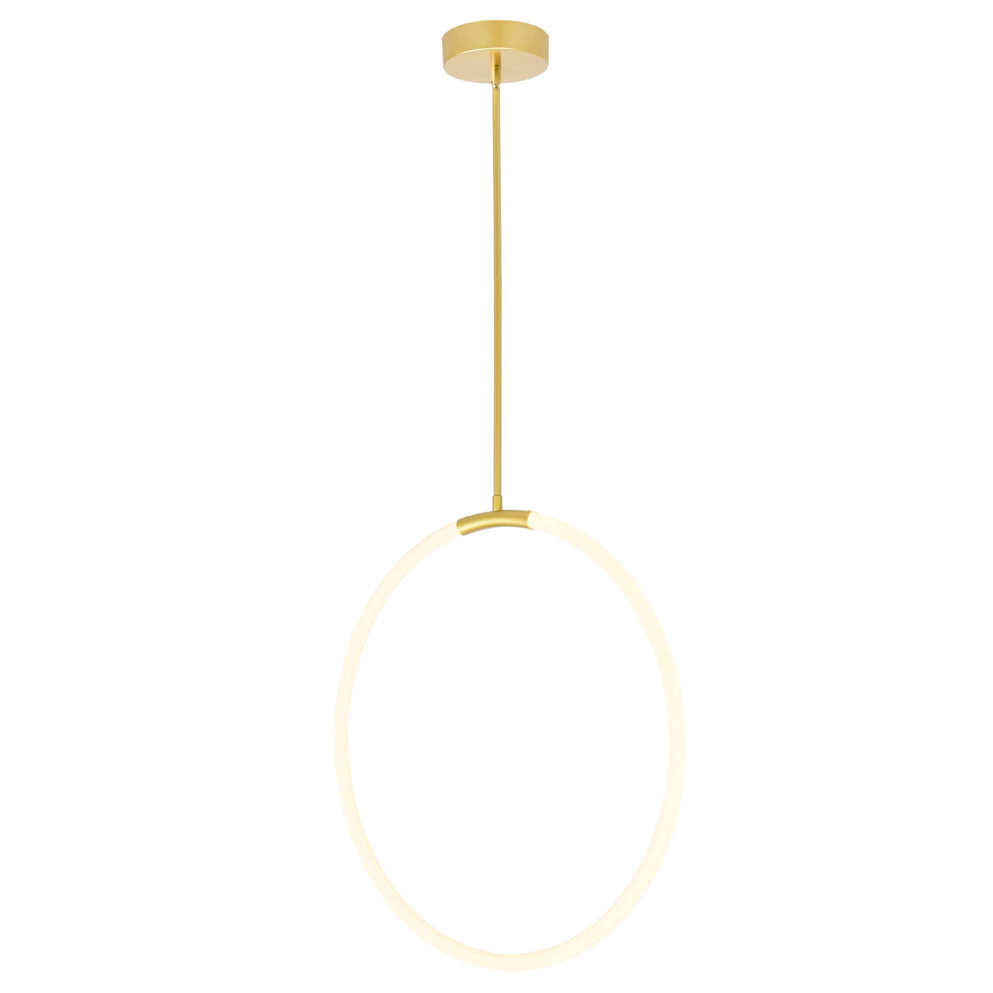 Angle. CWI Lighting - Hoops 1 Light LED Chandelier With Satin Gold Finish - Satin Gold.