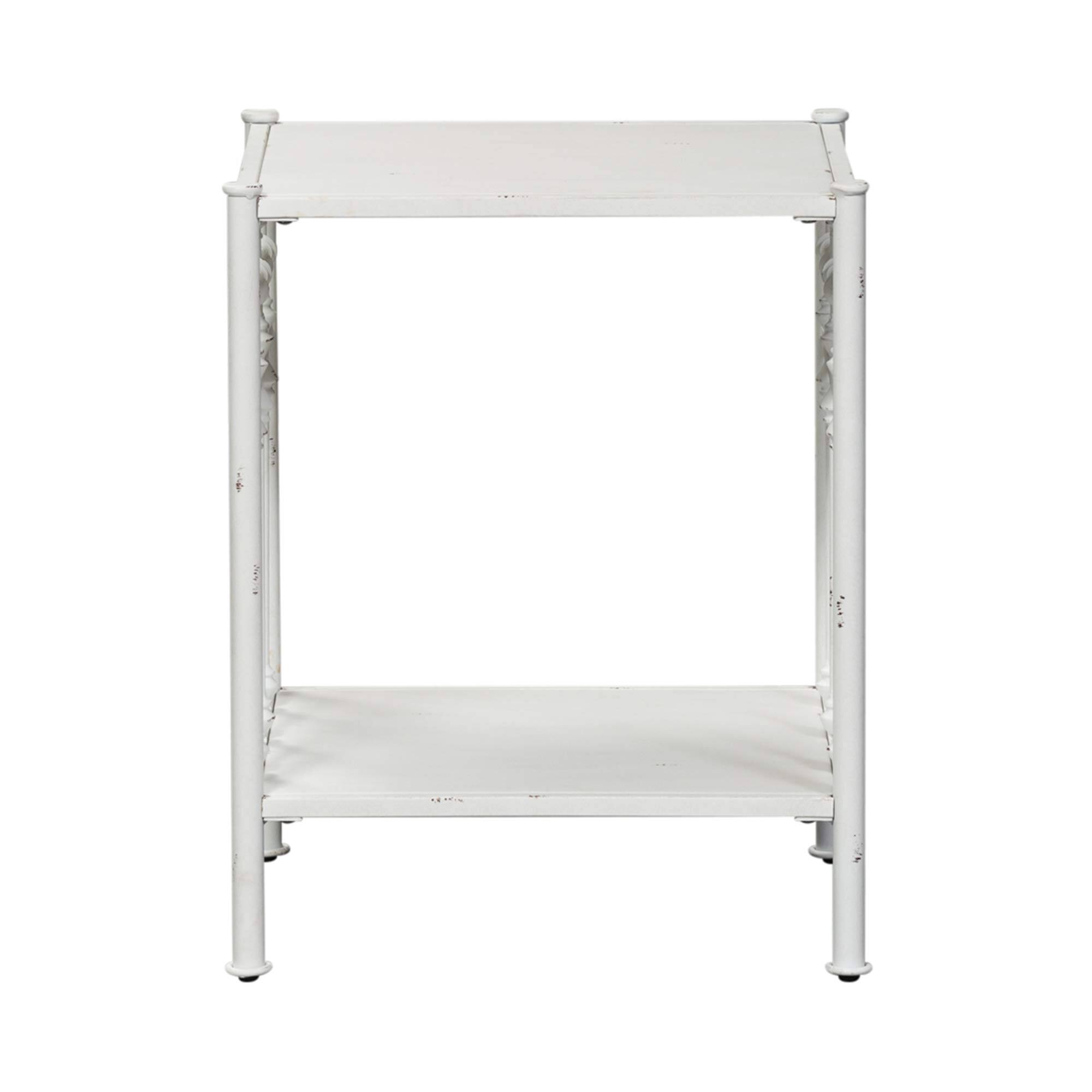 Alt View 3. Liberty Furniture Industries - Vintage Series Open Night Stand - Antique White in Distressed Metal - Black.