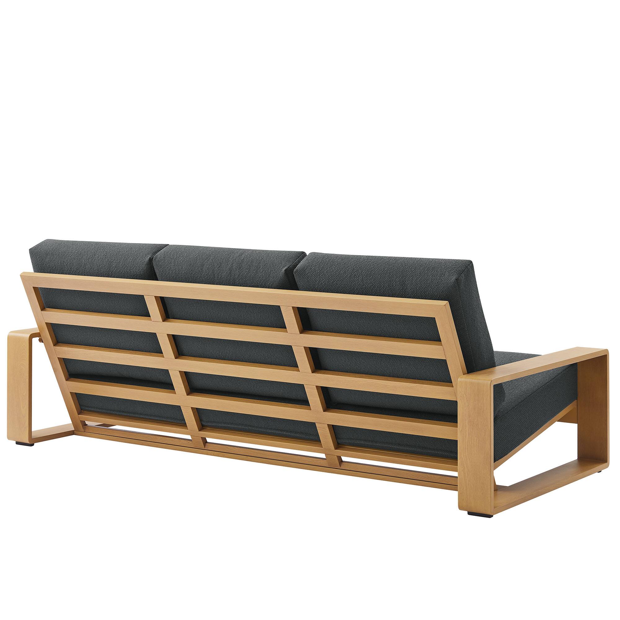 Alt View 4. Modway - Lirienne 4-Piece Outdoor Patio Aluminum Faux Wood Furniture Set - Charcoal Natural.