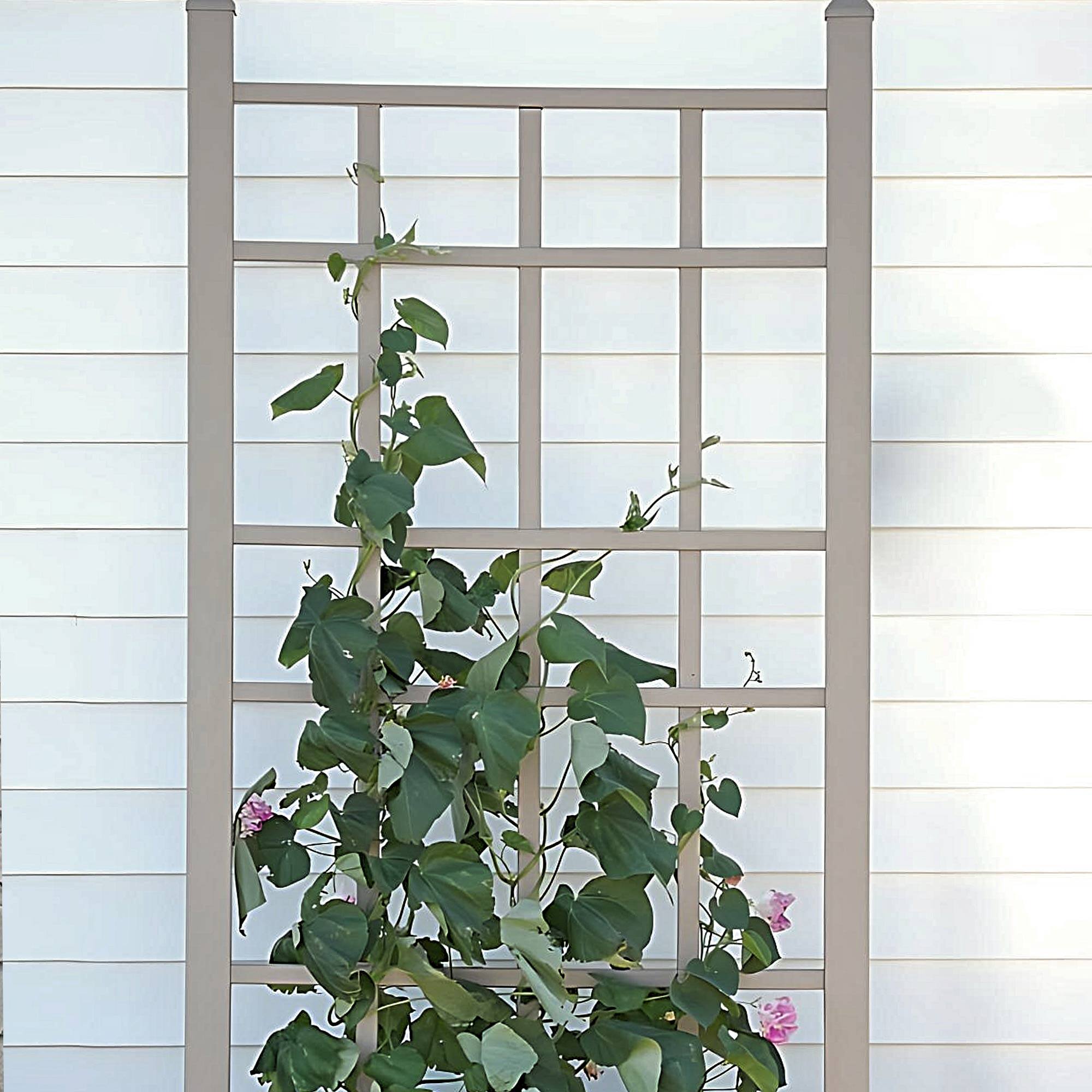 Alt View 2. Dura-Trel - Dura-Trel Cottage 28x66 Inch PVC Vinyl Outdoor Patio Trellis with Anchors, Mocha - Mocha.