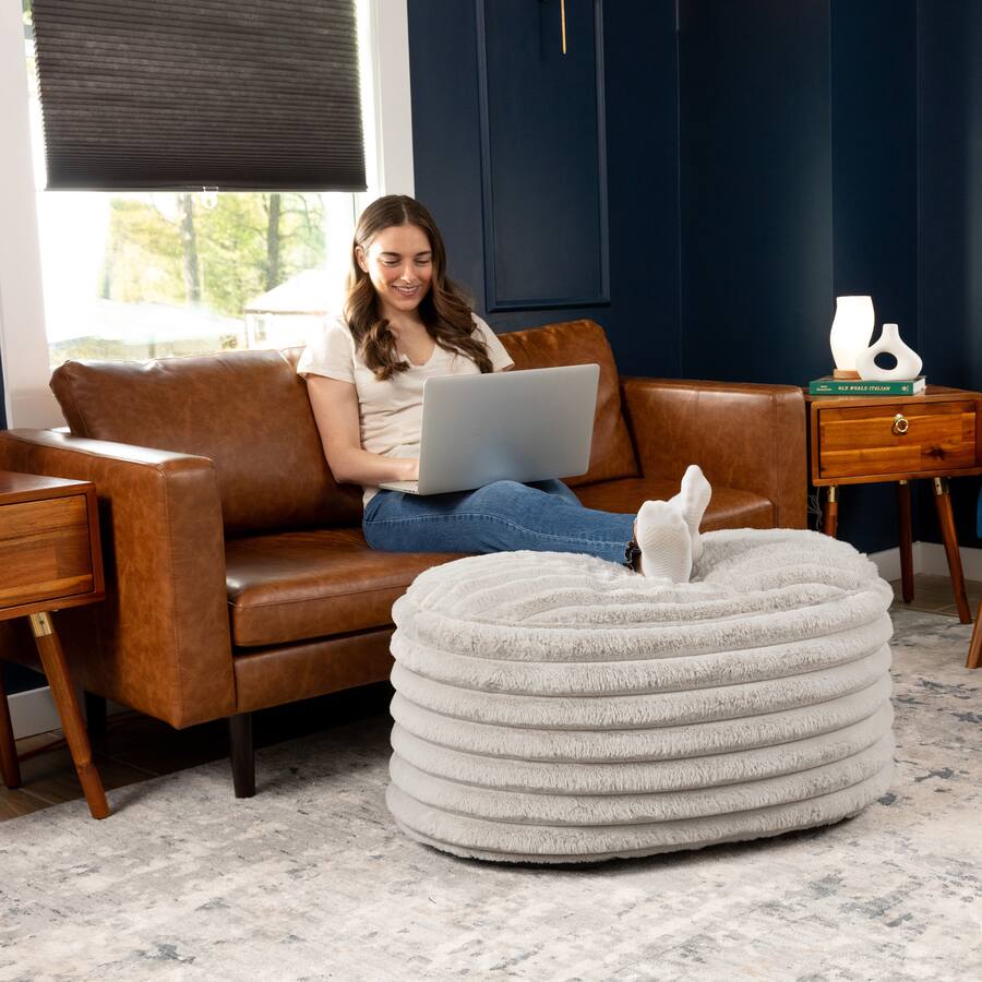 Jaxx Paran Accent Pouf Fluffy Faux Fur Ottoman for Modern Interior ...