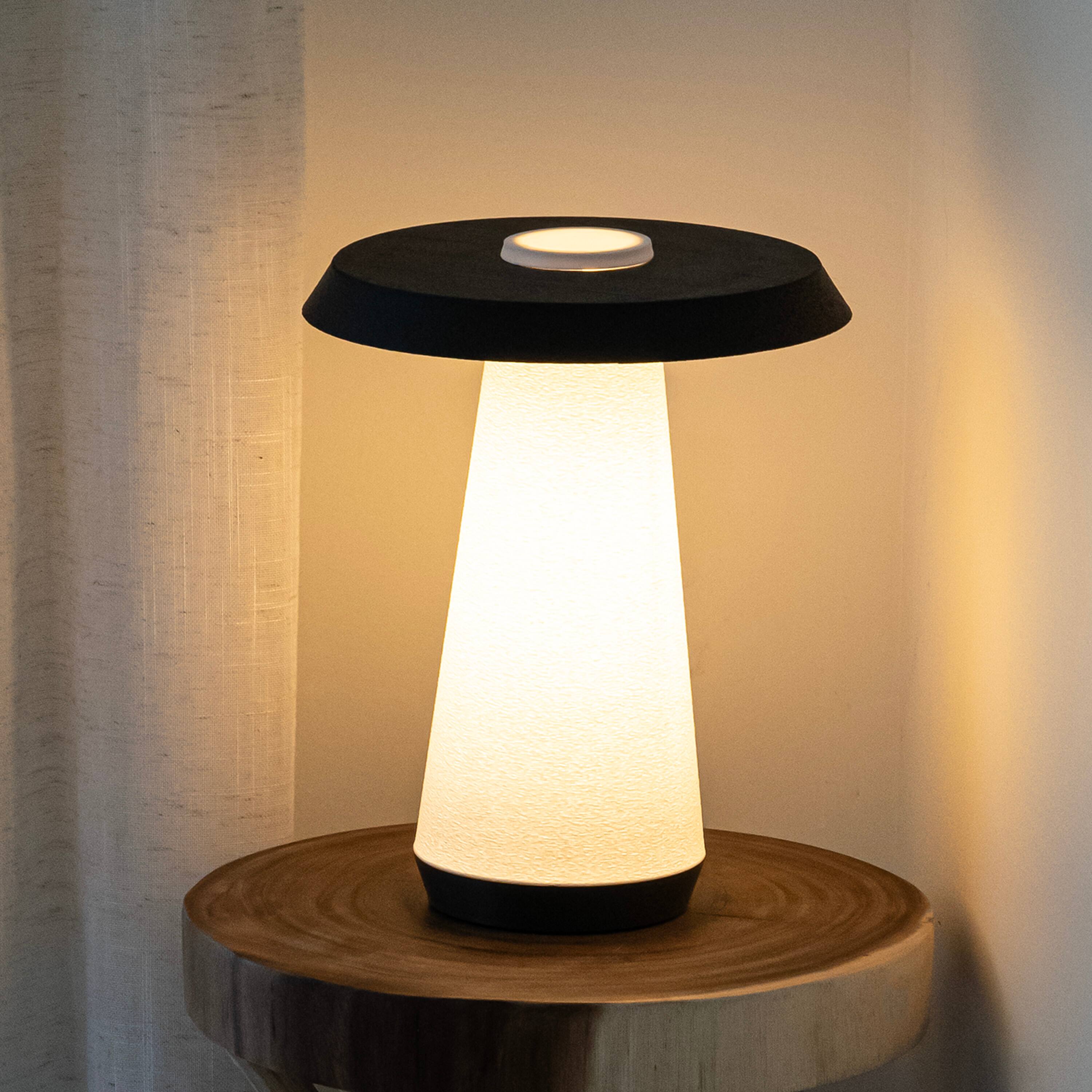 Alt View 1. Jonathan Y - Bruno 12.25" Mid-Century Minimalist Plant-Based PLA 3D Printed Dimmable LED Table Lamp, White/Black - White/Black.