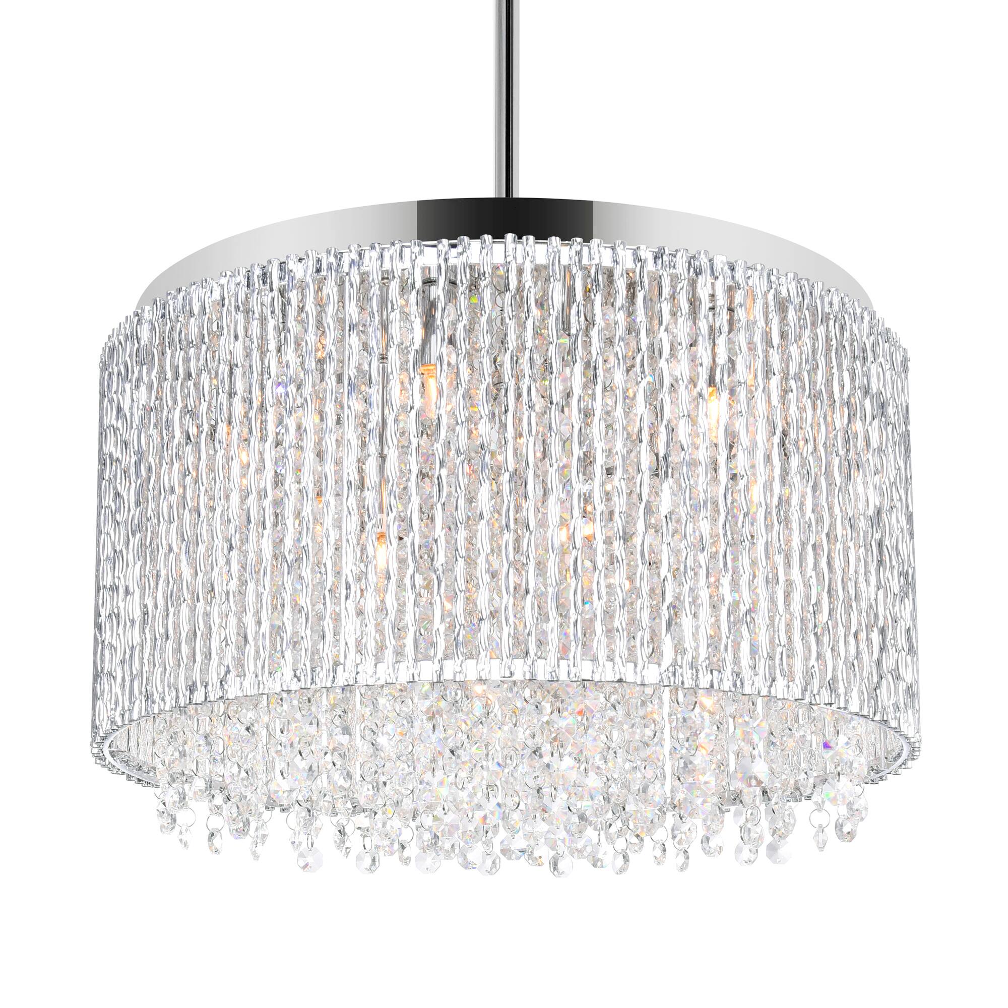 Angle. CWI Lighting - Claire 10 Light Drum Shade Chandelier With Chrome Finish - Chrome.